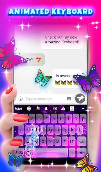 Play Neon Butterflies Custom Keyboard + Live Wallpaper  and enjoy Neon Butterflies Custom Keyboard + Live Wallpaper with UptoPlay