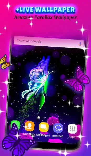 Play Neon Butterflies Custom Keyboard + Live Wallpaper as an online game Neon Butterflies Custom Keyboard + Live Wallpaper with UptoPlay