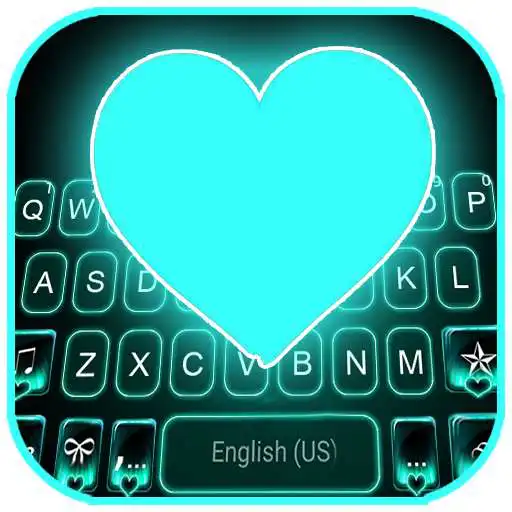 Play Neon Cyan Heart Keyboard Background APK