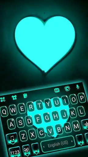 Play Neon Cyan Heart Keyboard Background  and enjoy Neon Cyan Heart Keyboard Background with UptoPlay