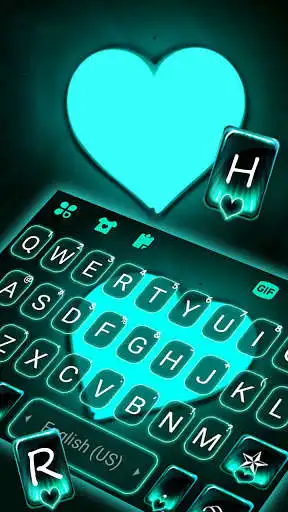 Play Neon Cyan Heart Keyboard Background as an online game Neon Cyan Heart Keyboard Background with UptoPlay