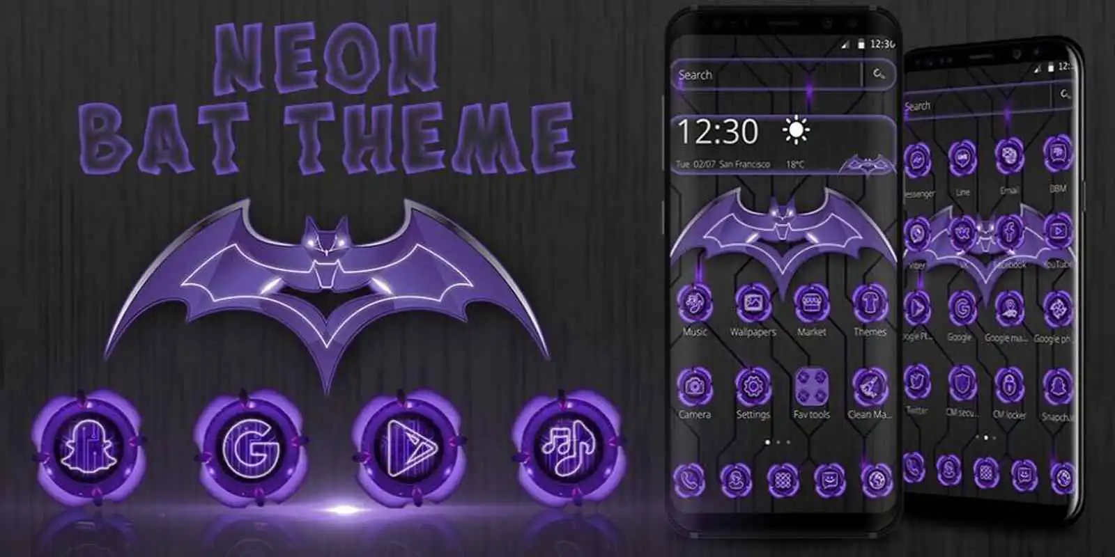 Play Neon Dark Purple Bat Theme