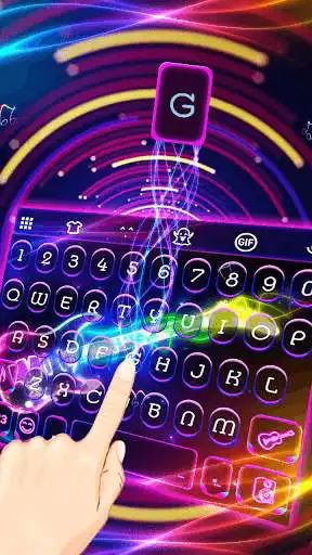 Play APK Neon Guitar Keyboard Skin  and enjoy Neon Guitar Keyboard Skin with UptoPlay emoji.keyboard.emoticonkeyboard