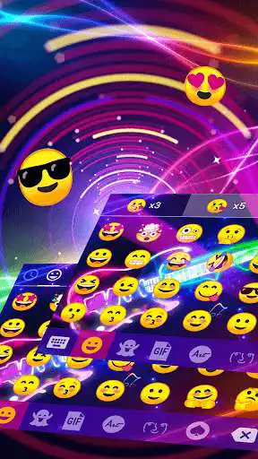 Play APK Neon Guitar Keyboard Skin  and enjoy Neon Guitar Keyboard Skin with UptoPlay emoji.keyboard.emoticonkeyboard