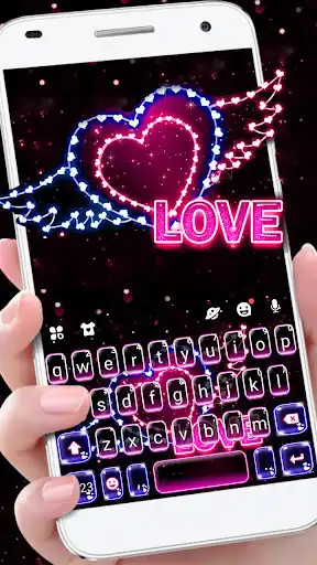 Play Neon Heart Lights Keyboard Theme  and enjoy Neon Heart Lights Keyboard Theme with UptoPlay