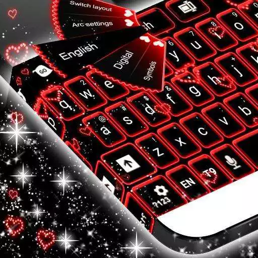 Free play online Neon Hearts Keyboard  APK