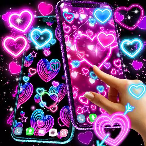 Play Neon hearts live wallpaper APK