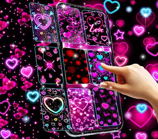 Play Neon hearts live wallpaper  and enjoy Neon hearts live wallpaper with UptoPlay