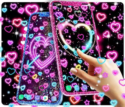 Play Neon hearts live wallpaper as an online game Neon hearts live wallpaper with UptoPlay