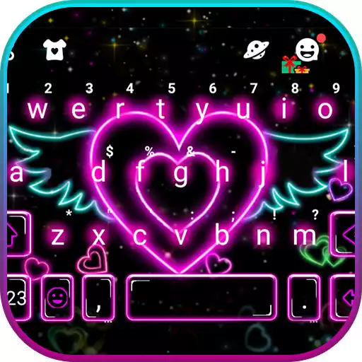 Play Neon Heart Wings Keyboard Theme APK