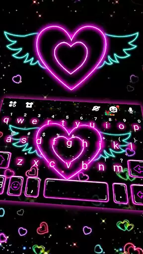 Play Neon Heart Wings Keyboard Theme  and enjoy Neon Heart Wings Keyboard Theme with UptoPlay