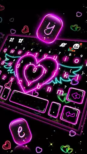 Play Neon Heart Wings Keyboard Theme as an online game Neon Heart Wings Keyboard Theme with UptoPlay