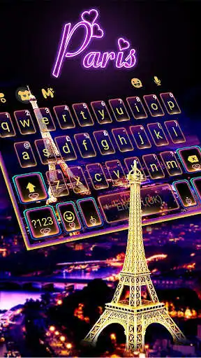 Play Neon Paris Night Tower Keyboard Theme as an online game Neon Paris Night Tower Keyboard Theme with UptoPlay