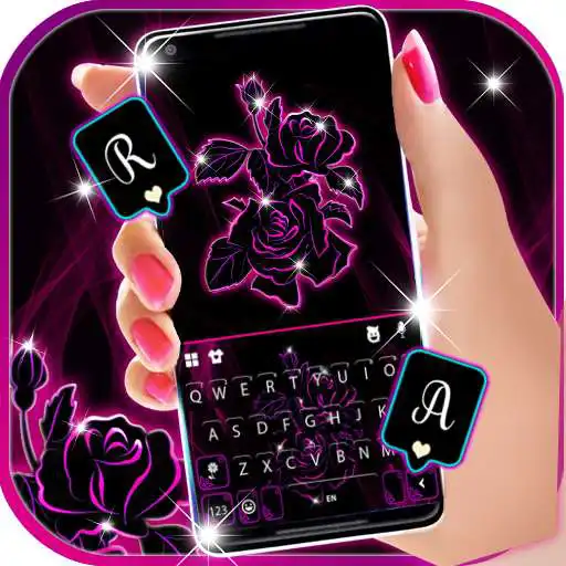 Play Neon Pink Flowers 2 Keyboard Background APK