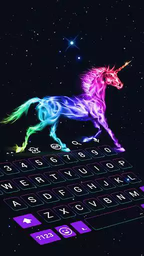 Play Neon Unicorn  Emoji Keyboard