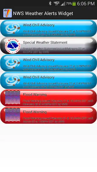 Play NWS Weather Alerts Widget