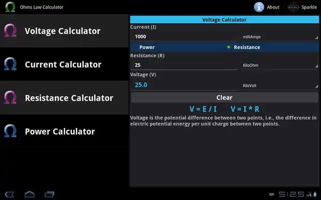 Play Ohms Law Calculator Tablet