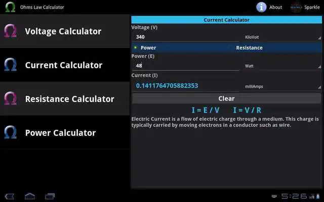 Play Ohms Law Calculator Tablet