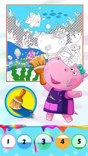 Play Painter Hippo: Coloring Book for Kids as an online game Painter Hippo: Coloring Book for Kids with UptoPlay