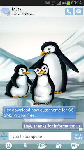 Play Penguins Theme GO SMS Pro as an online game Penguins Theme GO SMS Pro with UptoPlay