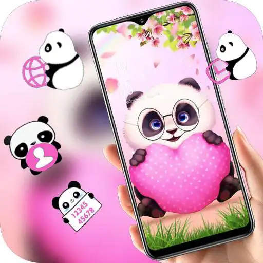 Play Pink Cartoon Panda Love theme APK