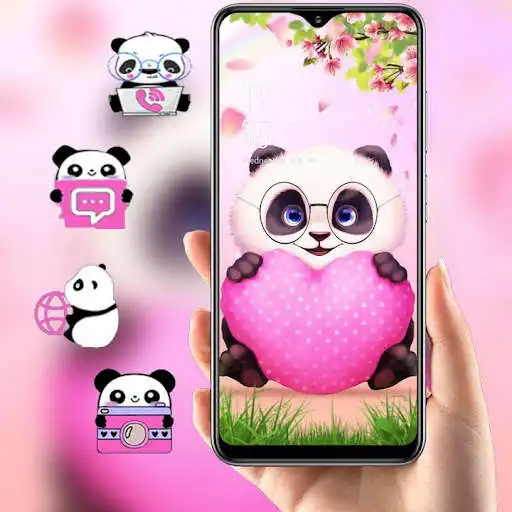 Play Pink Cartoon Panda Love theme  and enjoy Pink Cartoon Panda Love theme with UptoPlay