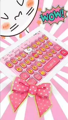 Play Pink Cute Kitty Bowknot Cartoon Keyboard Theme