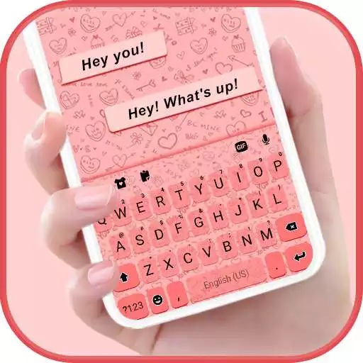 Play Pink Doodle SMS Keyboard Background APK