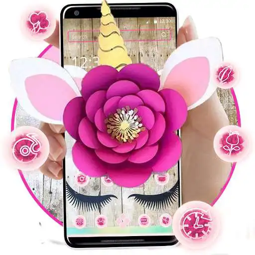 Run free android online Pink Flower Cute Unicorn Theme APK