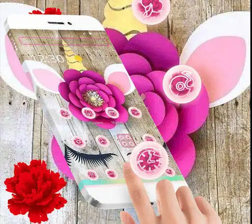 Play APK Pink Flower Cute Unicorn Theme  and enjoy Pink Flower Cute Unicorn Theme with UptoPlay com.launcher.theme.t211817463