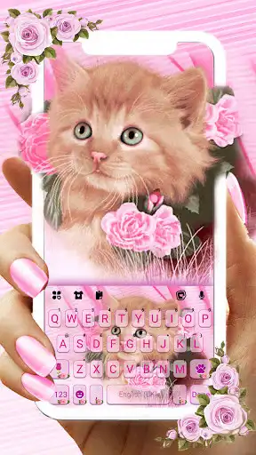 Play Pink Flower Kitty Keyboard Background  and enjoy Pink Flower Kitty Keyboard Background with UptoPlay