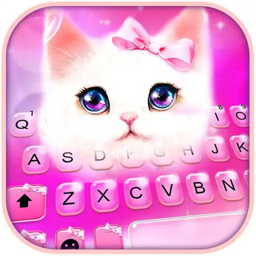 Play Pink Kitty Bowknot Keyboard Background APK