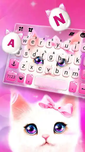 Play Pink Kitty Bowknot Keyboard Background as an online game Pink Kitty Bowknot Keyboard Background with UptoPlay