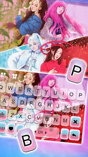 Play Pink Kpop Girls Keyboard Background as an online game Pink Kpop Girls Keyboard Background with UptoPlay