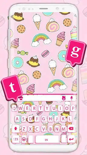 Play Pink Sweets Doodle Keyboard Theme  and enjoy Pink Sweets Doodle Keyboard Theme with UptoPlay