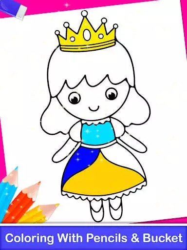 Play Princess Coloring Book & Drawing Book For Kids as an online game Princess Coloring Book & Drawing Book For Kids with UptoPlay