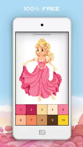 Play Princess Coloring Book - Glitter Color by Number as an online game Princess Coloring Book - Glitter Color by Number with UptoPlay