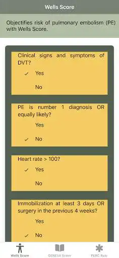 Play Pulmonary Embolism Score: Wells, GENEVA, PERC rule  and enjoy Pulmonary Embolism Score: Wells, GENEVA, PERC rule with UptoPlay