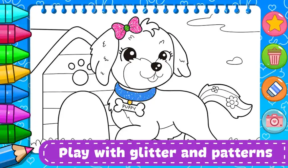 Play Puppy coloring book glitter as an online game Puppy coloring book glitter with UptoPlay