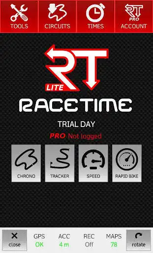 Play RaceTime - GPS Lap Timer LITE as an online game RaceTime - GPS Lap Timer LITE with UptoPlay