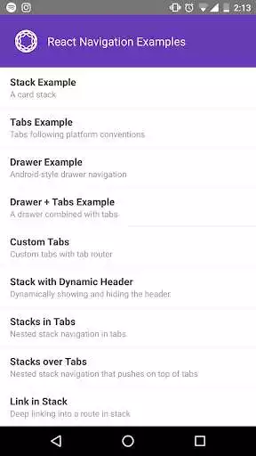 Play APK React Navigation Playground Examples  and enjoy React Navigation Playground Examples with UptoPlay com.navigationplayground