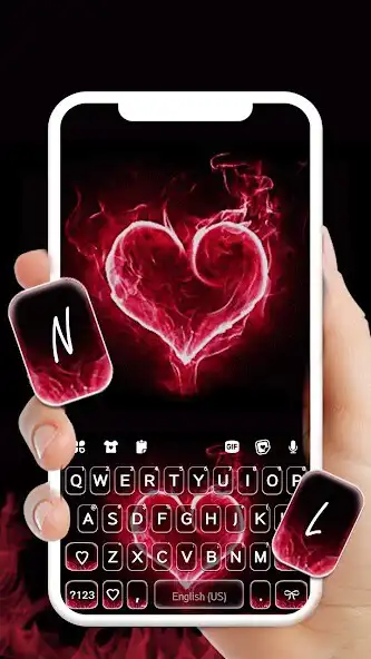 Play Red Burning Heart Keyboard Background  and enjoy Red Burning Heart Keyboard Background with UptoPlay