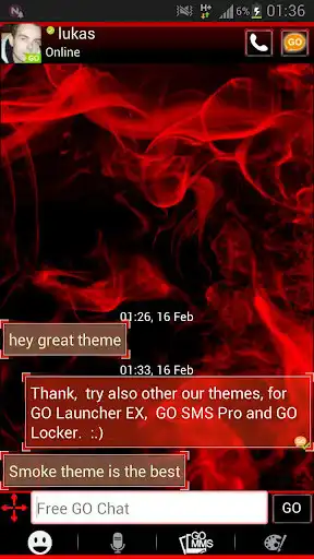 Play Red Smoke Theme GO SMS PRO  and enjoy Red Smoke Theme GO SMS PRO with UptoPlay