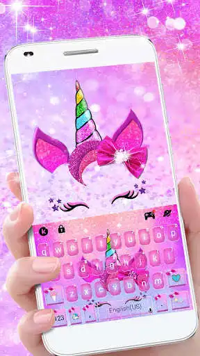 Play Rosy Unicorn Bowknot Keyboard Theme  and enjoy Rosy Unicorn Bowknot Keyboard Theme with UptoPlay