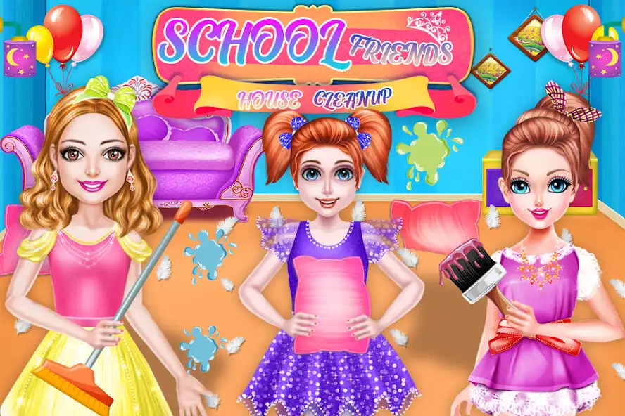 Play School Friends House Clean Up as an online game School Friends House Clean Up with UptoPlay