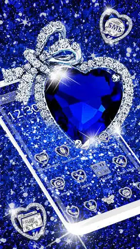 Play Shiny Blue Glitter Heart Theme as an online game Shiny Blue Glitter Heart Theme with UptoPlay