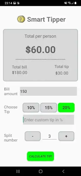 Play Smart Tipper - Calculate tip! as an online game Smart Tipper - Calculate tip! with UptoPlay