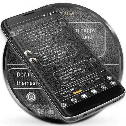 Run free android online SMS Messages Leather Black APK