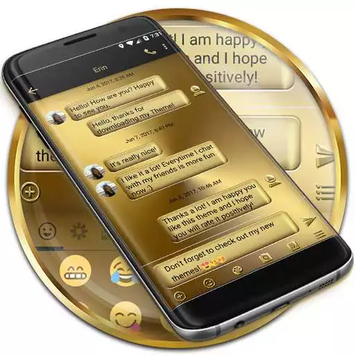 Free play online SMS Messages Metal Solid Gold Theme APK