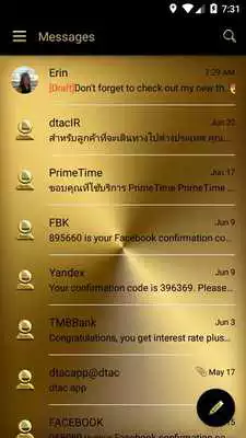 Play SMS Messages Metal Solid Gold Theme